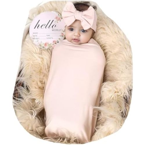 Galabloomer Newborn Receiving Blanket Headband Set Baby Flower Swaddle