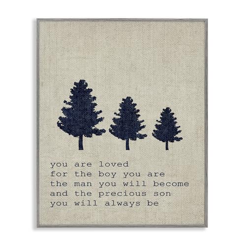 Stupell Industries You are Loved Son Trees Grey Framed Wall Art, 11x14, Design by Artist Daphne Poselli