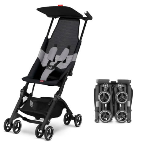 gb Pockit Air All Terrain Ultra Compact Lightweight Travel Stroller with Breathable Fabric in Velvet Black