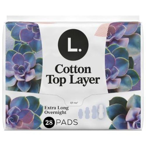 L . Organic Cotton Maxi Extra Long Overnight Pads - 20ct