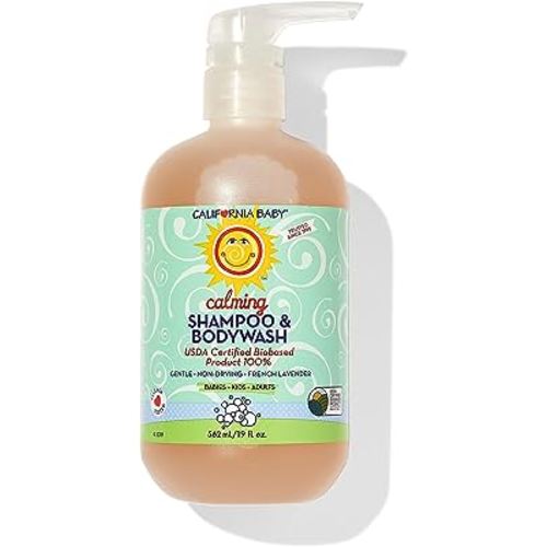 California Baby Calming Lavender Shampoo and Body Wash | 100% Plant-Based (USDA Certified) | Hypoallergenic Baby Soap for Dry, Sensitive Skin | 562 mL / 19 fl. oz.