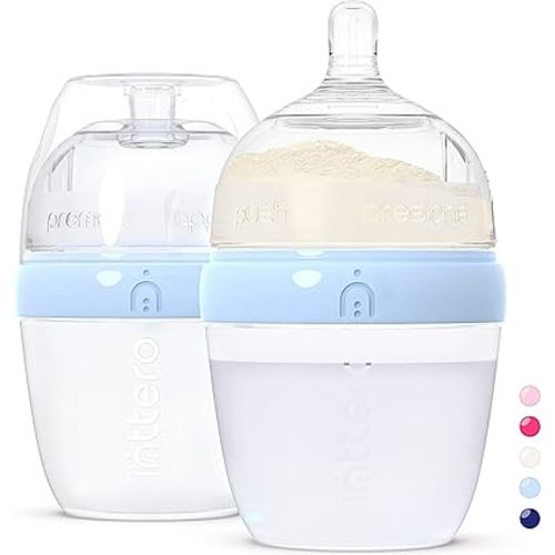 Inttero 6oz Blue Formula Dispenser Anti-Colic Baby Bottles - 2 Pack/Slow Flow (Cute Blue) — Everyday Baby Essential — Formula Bottles — Biberones para Bebes — PopYummy Mixie — Easy Baby Brezz