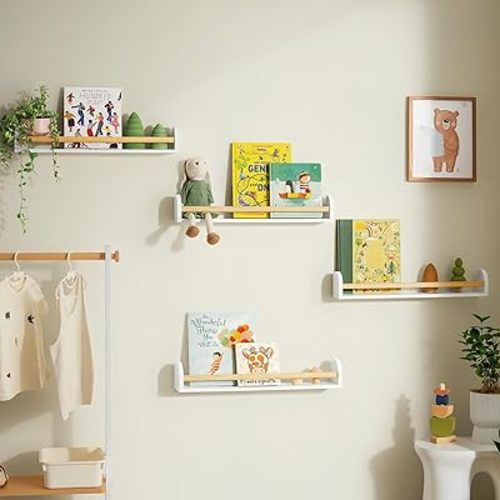 SANOA & CO. Nursery Book Shelves for Wall – 23" Nursery Wall Decor, Floating Bookshelf for Kids Room, White Book Shelf Decor for Boys & Girls - Arch Style, 4-Pack (23 inches)