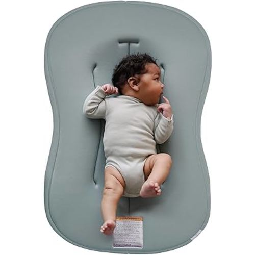 Snuggle Me® Baby Lounger Curve (0-6 Months) - Premium Organic Cotton with Foam Core, Machine-Washable Cover, Buttery-Soft & Breathable Infant Lounger with Travel Bag - Slate