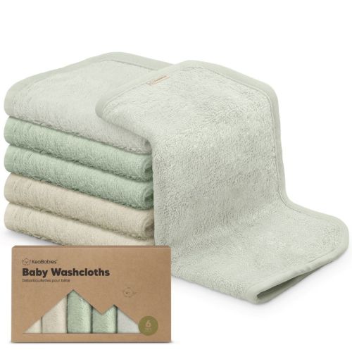 KeaBabies Deluxe Baby Bamboo Viscose Washcloths (6 Pack) - Hills, 6