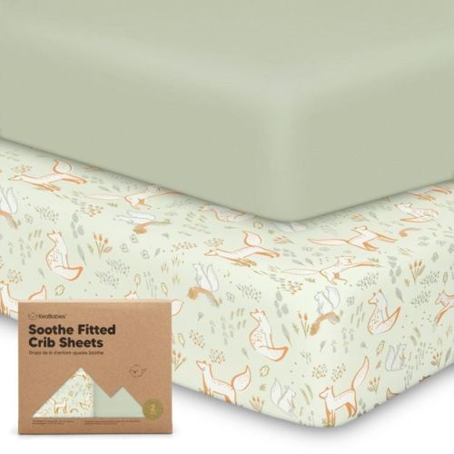 Keababies 2pk Soothe Fitted Crib Sheets Neutral, Organic Baby Crib Sheets, Fits Standard Nursery Baby Mattress (foxtrot)