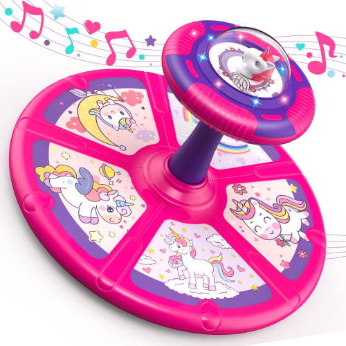 Beefunni Musical Unicorn Sit Twister and Spin Toy with LED Lights, 360° Twister Toddlers Toy Age 18 Months+, Christmas Birthday Gift for Girls and Boys 1-3 Years Old