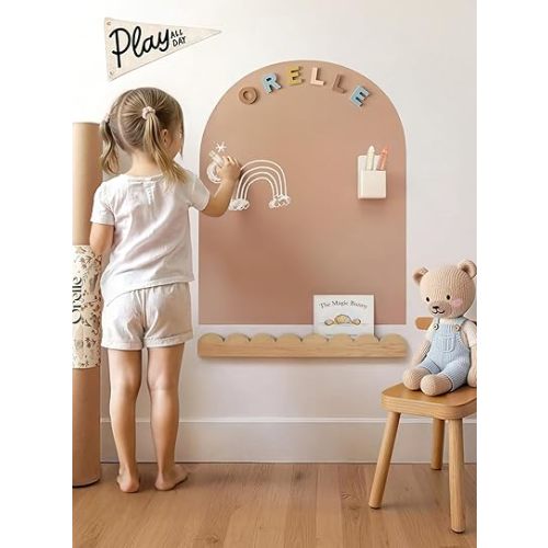 Orelle MagicWall | Magnetic Wall Decal Arch | Peel and Stick Magnetic Chalkboard for Wall | Kids Wall Decals | Playroom Essentials | Includes Chalk & Holder | Midi | 20 x 26 | Mocha