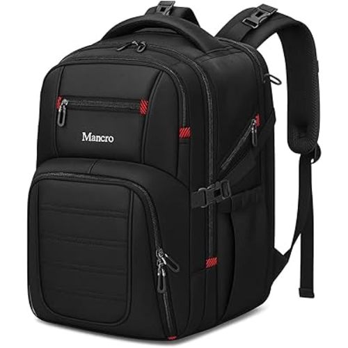 Mancro Dad Diaper Bag Backpack - Large Waterproof Travel Baby Bag for Men with Detachable Bottle Bag & Insulated Pocket, Black