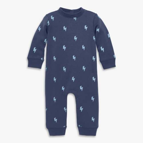 Clearance baby cozy fleece sweatshirt romper in mini bolts | Primary.com