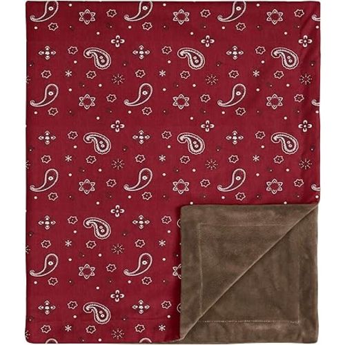Sweet Jojo Designs Wild West Bandana Baby Boy Receiving Security Swaddle Blanket for Newborn or Toddler Nursery Car Seat Stroller Soft Minky - Red Western Southern Country Cowboy