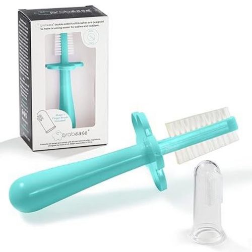 Grabease Double-sided Toothbrush For Babies And Toddlers With Free Silicone Baby Finger Brush