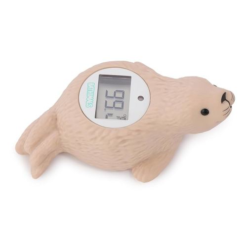 Baby Bath Thermometer | Baby Bath Toys | Adorable Seal Design | Safe Baby Thermometer for Infants | Newborn Essentials | ℉/℃ | Beige