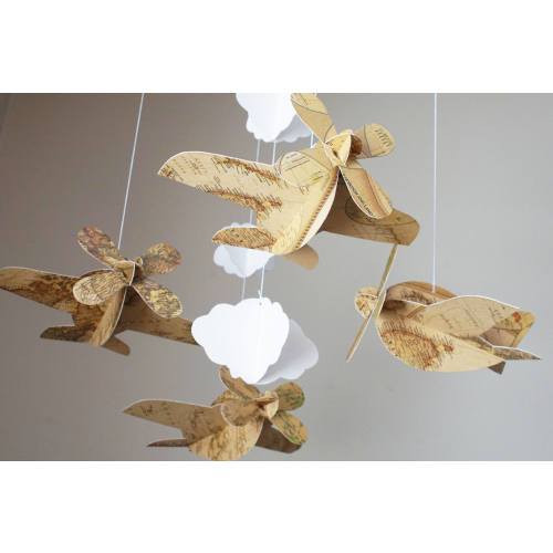 Map Airplane ,Propeller plane,Plane Mobile, baby shower,Airplane party, Hanging Baby Mobile, Nursery Mobile