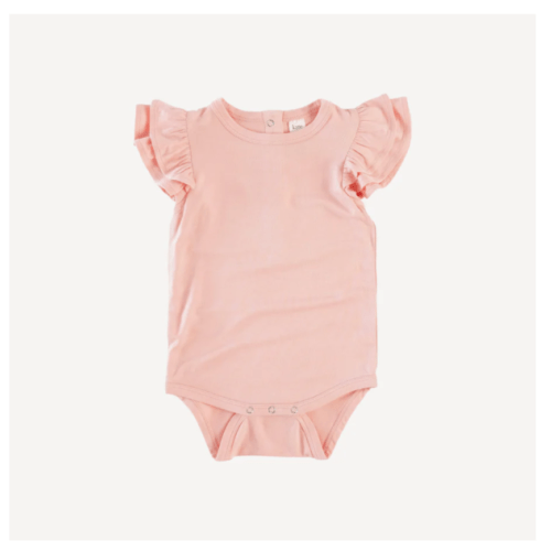 sleeveless double shoulder ruffle bodysuit | peach bloom | lenzing modal