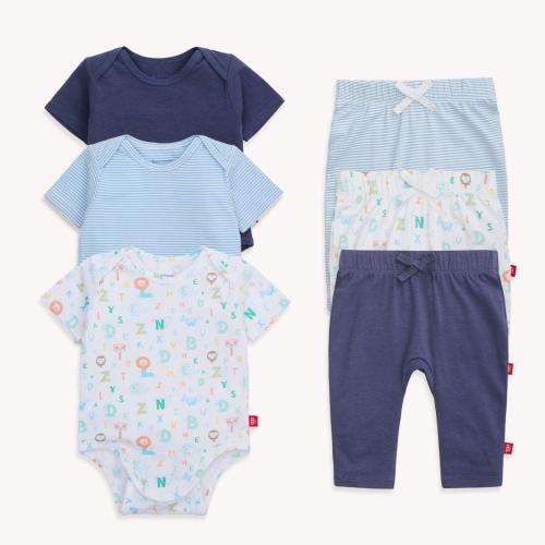 view of blue cloudstretch™ magnetic bodysuit + pants | 6 set – Magnetic Me