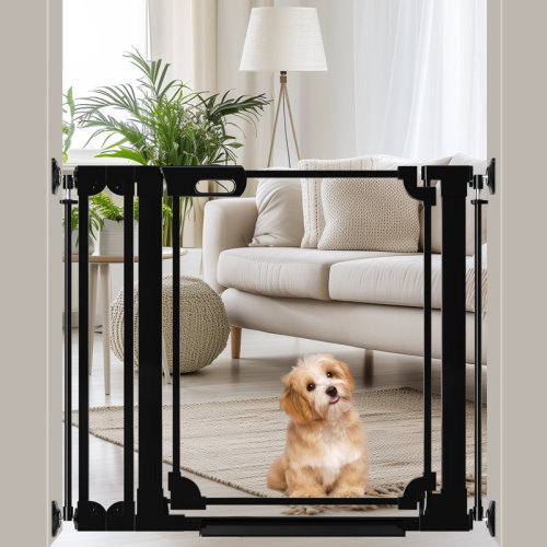 Xifamniy Baby Safety Gate For Doorway Clear Acrylic Pressure Mount Pet Gate Black | Wayfair