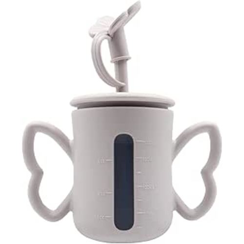 Butterfly Easy-To-Hold Baby Training Cups With Straw, Silicone Sippy Cup For Baby 6M+, Cute Butterfly Baby Stanley Cup, Grey - wind chime