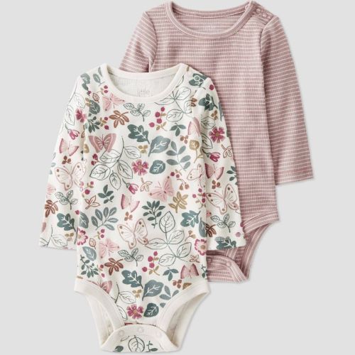 Little Planet by Carter’s Baby Girls' 2pk Butterflies Bodysuit - Cream/Purple, Size: 9M