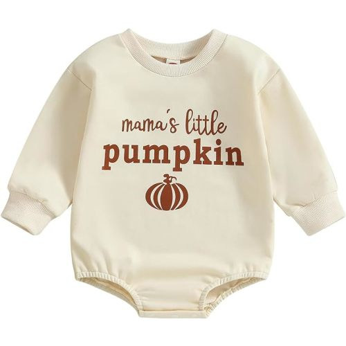 Kuriozud Newborn Baby Boy Girl Bubble Romper Funny Letter Long Sleeve Oversized Sweater Tops Fall Winter Clothes