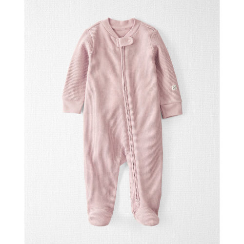 Baby Waffle Knit Sleep & Play Pajamas Made with Organic Cotton in Perfect Pink
