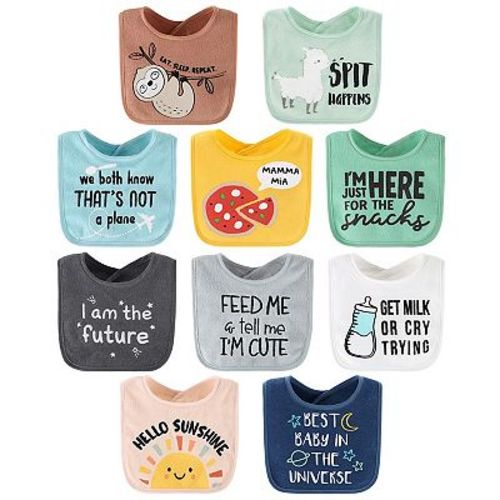 The Peanutshell 10-Pack Sunshine Terry Cloth Feeding Bibs