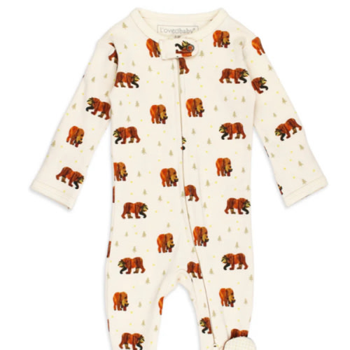 Organic 2-Way Zipper Footie in Brown Bear – L'ovedbaby