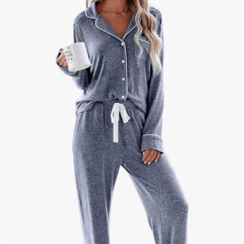 Aamikast Women's Pajama Sets Long Sleeve Button Down Sleepwear Nightwear Soft Pjs Lounge Sets