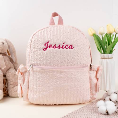 Seersucker Backpack Personalized Preppy Backpack for Kids Girls Dance Bag Custom Toddler Backpack Kids Diaper Bag School Bookbag Child Gift