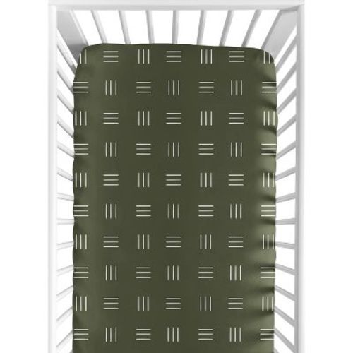 Sweet Jojo Designs Gender Neutral Baby Fitted Crib Sheet Jungle Animals Hunter Green And White