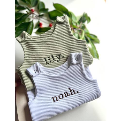 Personalise Baby Gift Dungarees Romper (Powder blue in 0-3 months)