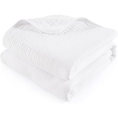 david's kids Baby Muslin Blankets 47" X 47", 4-Layer 100% Cotton Muslin Blanket for Summer, Ultra Soft Breathable and Lightweight Receiving Blanket for Boys Girls, Gentle Baby Wrap Swaddle, White