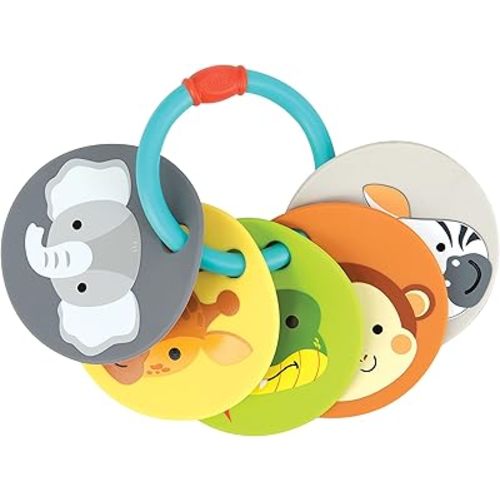 Nuby Silicone Double Sided Animal Flash Cards & Interactive Teether - 3+ Months Multicolor