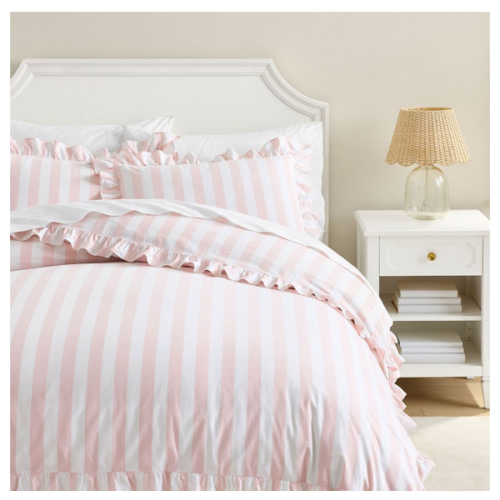 Cabana Stripe Ruffle Duvet Cover | Pottery Barn Teen - Twin
