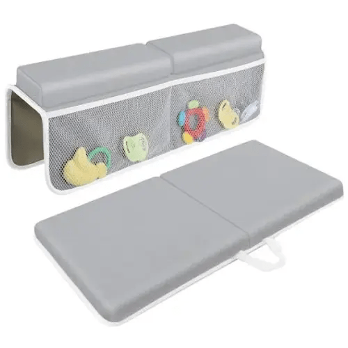 Bathtub Baby Bath Kneeler and Elbow Rest Pad Cushion - 1.5" Thick Supportive Foam Kneeling Pad Mat, 3 Toy Organizer Pockets, 1 Waterproof Zipper Pocket, Easy to Clean - Baby Bath Tub Baby Essentials - Google Search