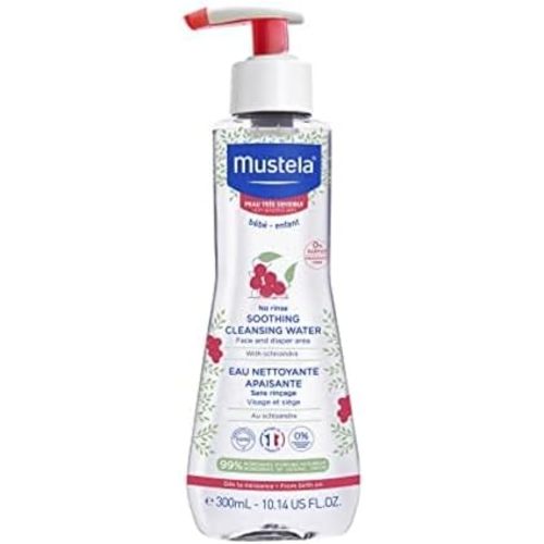 Mustela Baby Soothing Cleansing Water - No-Rinse Micellar Water for Very Sensitive Skin - with Natural Avocado & Schizandra Berry - Fragrance Free & EWG Verified - 10.14 fl. oz.