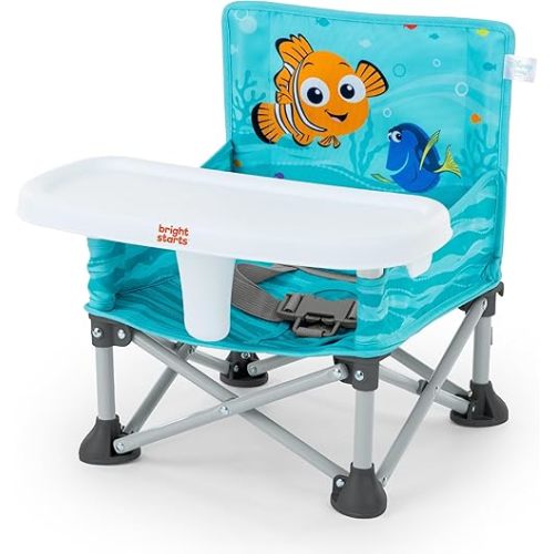 Bright Starts Disney Finding Nemo Pop 'N Sit Portable Booster, Indoor/Outdoor Use, Floor Seat with Feeding Tray, 6 Mos - 3 Yrs