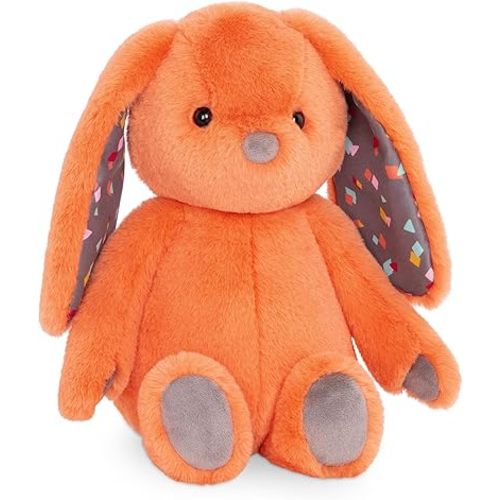 B. toys- B. softies- 12" Plush Bunny- Super Soft Stuffed Animal- Washable Rabbit Toy – for Babies, Toddlers, Kids-Happy Hues- Coral Cutie Orange Bunny- 0 Months +