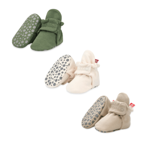 Organic Baby Booties Variety Pack - Olive/Cream/Khaki | Zutano 3M