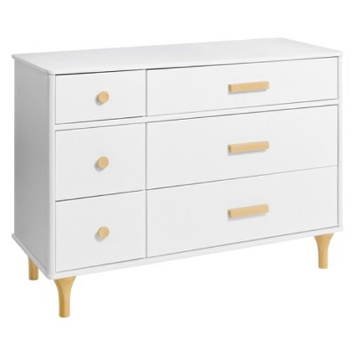 Babyletto Lolly 6-Drawer Double Dresser, Assembled, Color: White/Natural