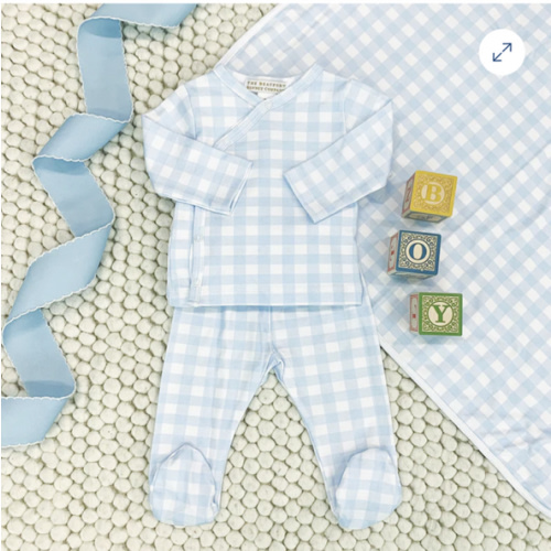 Baby Buggy Blanket - Buckhead Blue Gingham with Worth Avenue White