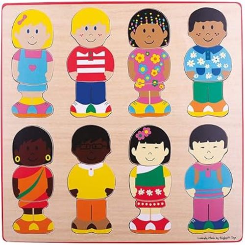 Bigjigs Toys Little Friends Wooden Jigsaw Puzzle - 24 Piece Wooden Puzzle, Diversity Toys for Early Years, Montessori Toys for 3 Year Olds, Toddlers Toys and Games