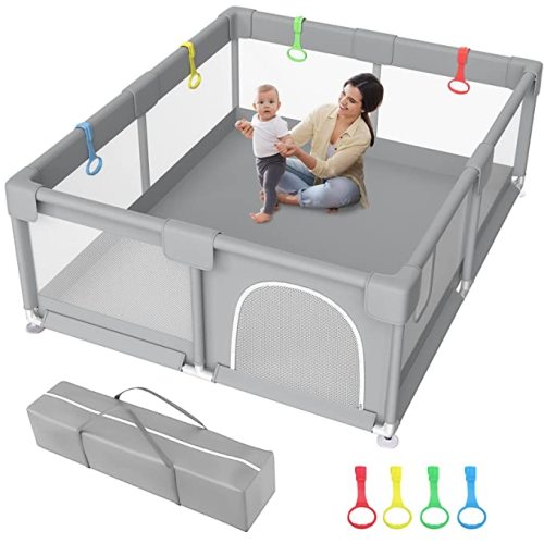 Baby Playpen, 71"x59" Extra Large Playpen for Babies and Toddlers Baby Playards with Zipper Gate, Safety Baby Play Pen with Soft Breathable Mesh Indoor & Outdoor Kids Activity Center - 71”×59”