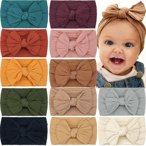 CÉLLOT Super Stretchy Soft Knot Headbands with Hair Bows Head Wrap Hair Accessories For Newborn Baby Girls Infant Toddlers Kids