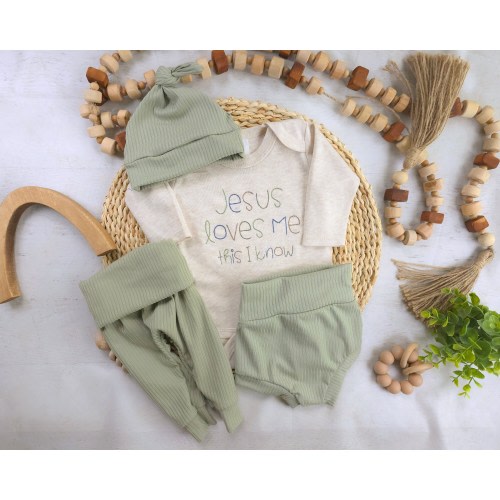 Christian Baby newborn outfit, Jesus Loves Me coming home outfit for baby boy, baby boy outfit, hospital outfit for boy