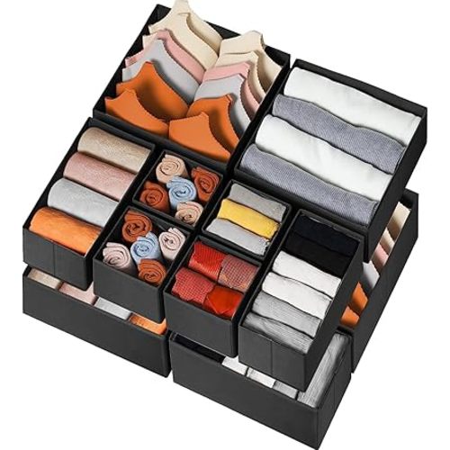 Criusia Drawer Organizer Clothes 12 Pack - Odorless Closet Organizers and Storage for Sock Underwear Bra - Dresser Organizer for Bedroom Organization - Nursery Drawer Divider Trays for Baby Clothes