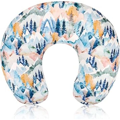 Baby Nursing Pillow Cover, Removeable Breastfeeding Pillow Slipcover, Nursing Pillow Case for Newborn Boys Girls, Soft Fabric Fits Snug On Infant, Washable & Breathable, Fall Mountain