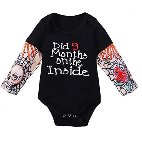 stylesilove Infant Baby Boys Girls Printed Romper Tattoo Sleeve Cotton Bodysuit Holiday Halloween Outfit