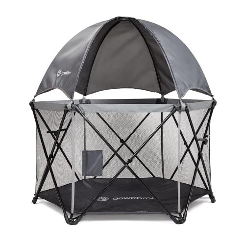 Baby Delight Go with Me Eclipse Deluxe Portable Playard | Playpen | Sun Canopy | Indoor and Outdoor | Ultra Padded Nylon Floor | Grey