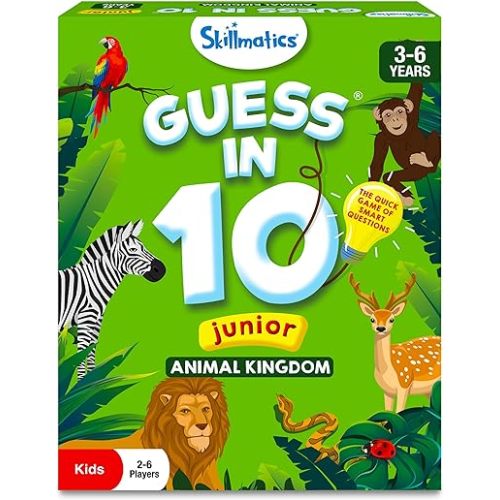 Skillmatics Guess in 10 - Animal Kingdom, Card Game for Preschool Kids, Girls & Boys, Fun Travel Game & Gifts for Ages 3, 4, 5, 6